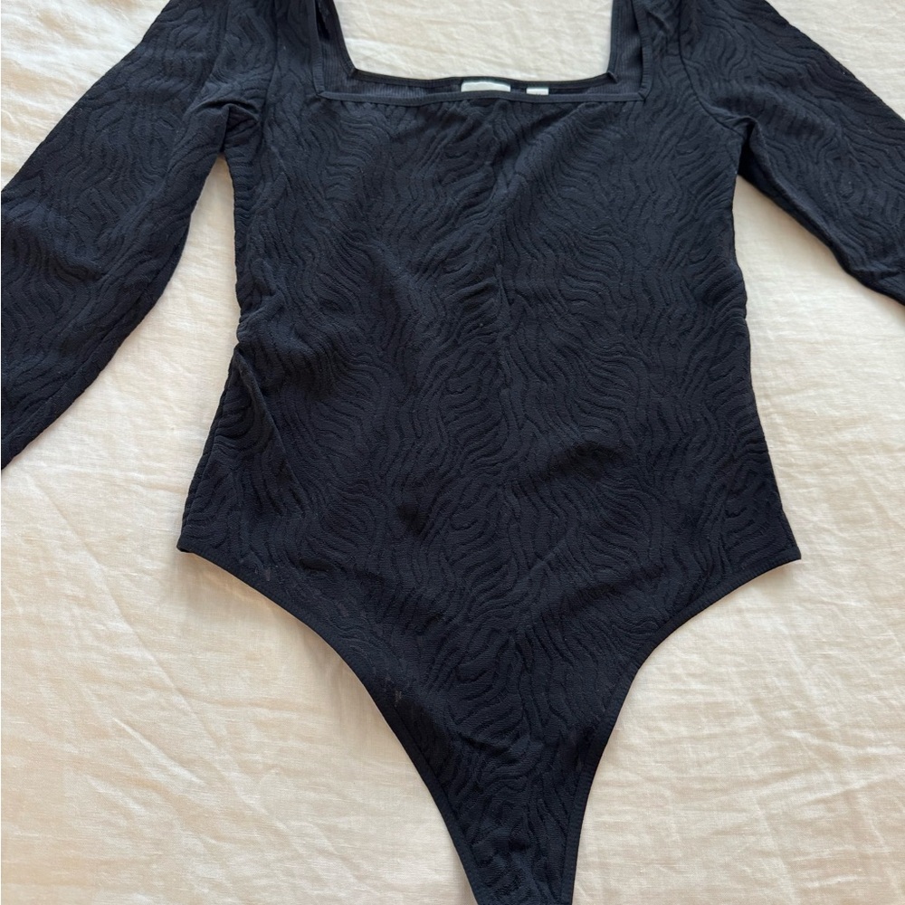 Aritzia Barbaton Black Semi-Sheer Zebra Bodysuit